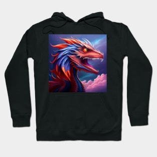 Ferocious Red Dragon with Blue Highlights Hoodie